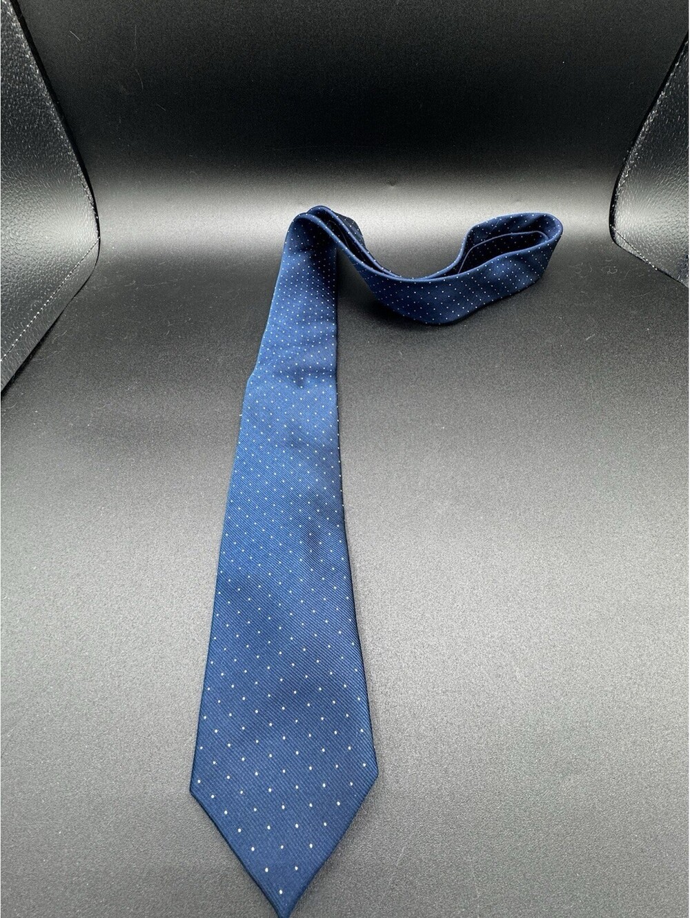 J.Crew The Silk Tie Navy Blue White Dot Skinny 58” x 2.5” Preppy